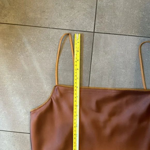 Helmut Lang Asymmetrical Brown Satin Sleeveless Blouse - Picture 7 of 12